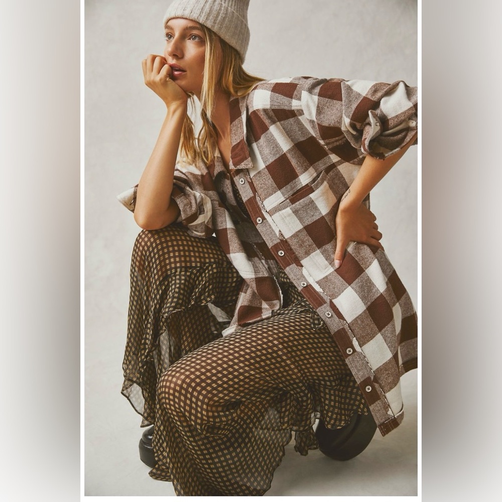 🤎FREE PEOPLE PLAID LONG SLEEVE